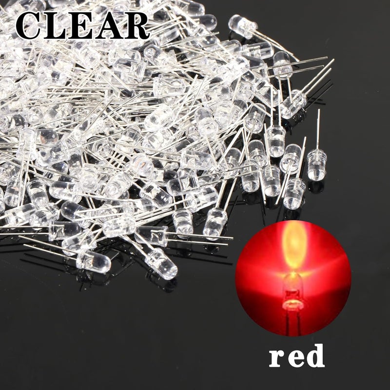 Juasky 150pcs 5mm LED Diode Lights,Clear Red LED Light Emitting Diodes for Science Experiment DIY Projects - Image 3